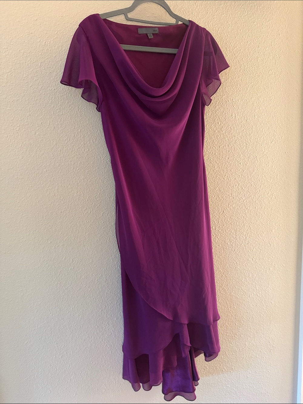 Chiffon High-Low Evening Dress in Deep Purple